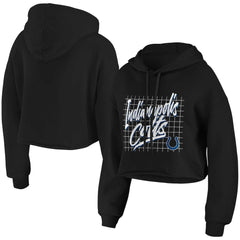 Indianapolis Colts WEAR by Erin Andrews Women's Domestic Cropped Pullover Hoodie Black