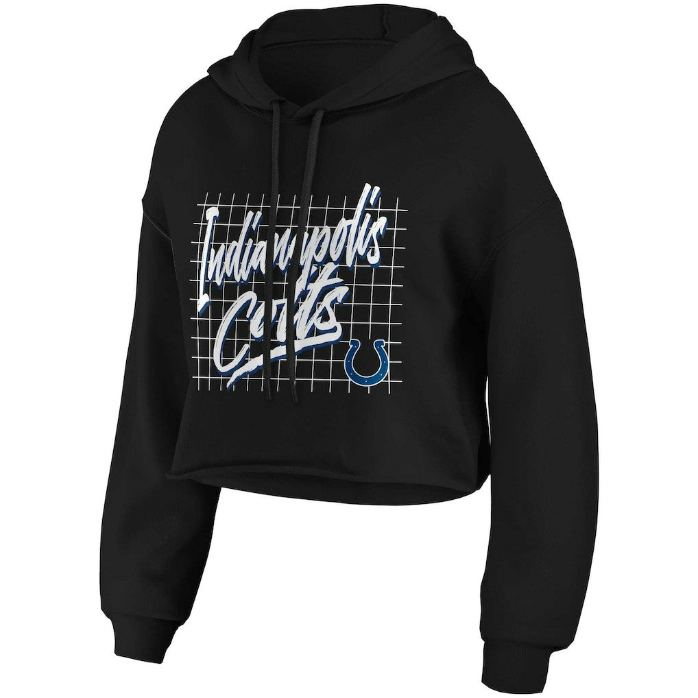 Indianapolis Colts WEAR by Erin Andrews Women's Domestic Cropped Pullover Hoodie Black