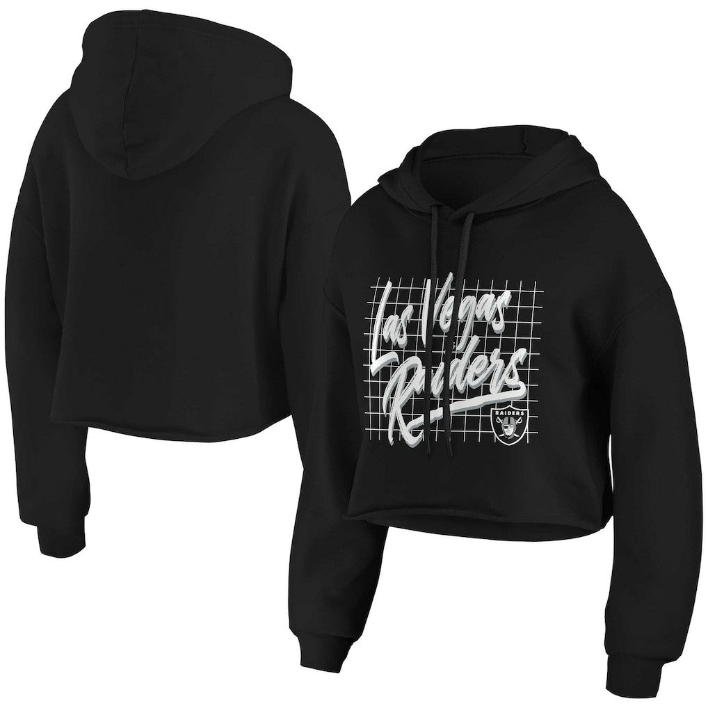 Las Vegas Raiders WEAR by Erin Andrews Women's Domestic Cropped Pullover Hoodie Black