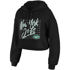 New York Jets WEAR by Erin Andrews Women's Domestic Cropped Pullover Hoodie Black