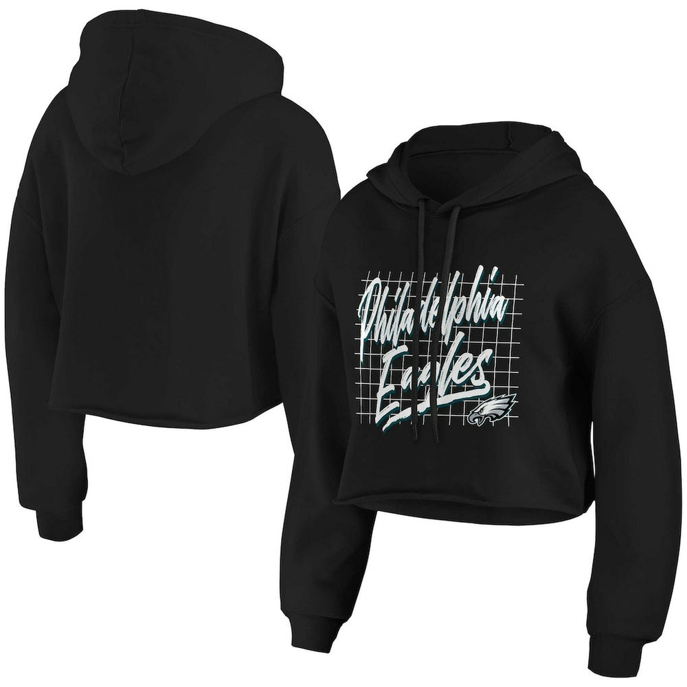 Philadelphia Eagles WEAR by Erin Andrews Women's Domestic Cropped Pullover Hoodie Black