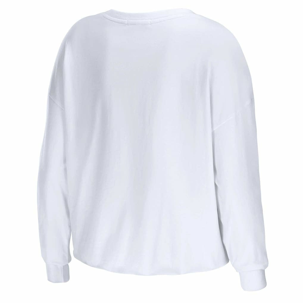 Atlanta Falcons WEAR by Erin Andrews Women's Domestic Cropped Long Sleeve T-Shirt White