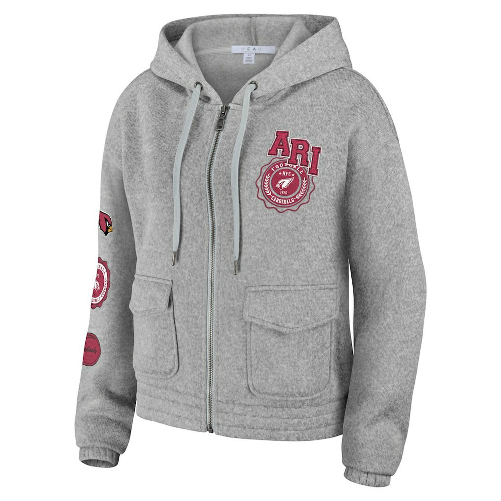 Arizona Cardinals WEAR by Erin Andrews Women's Full-Zip Hoodie Heather Gray