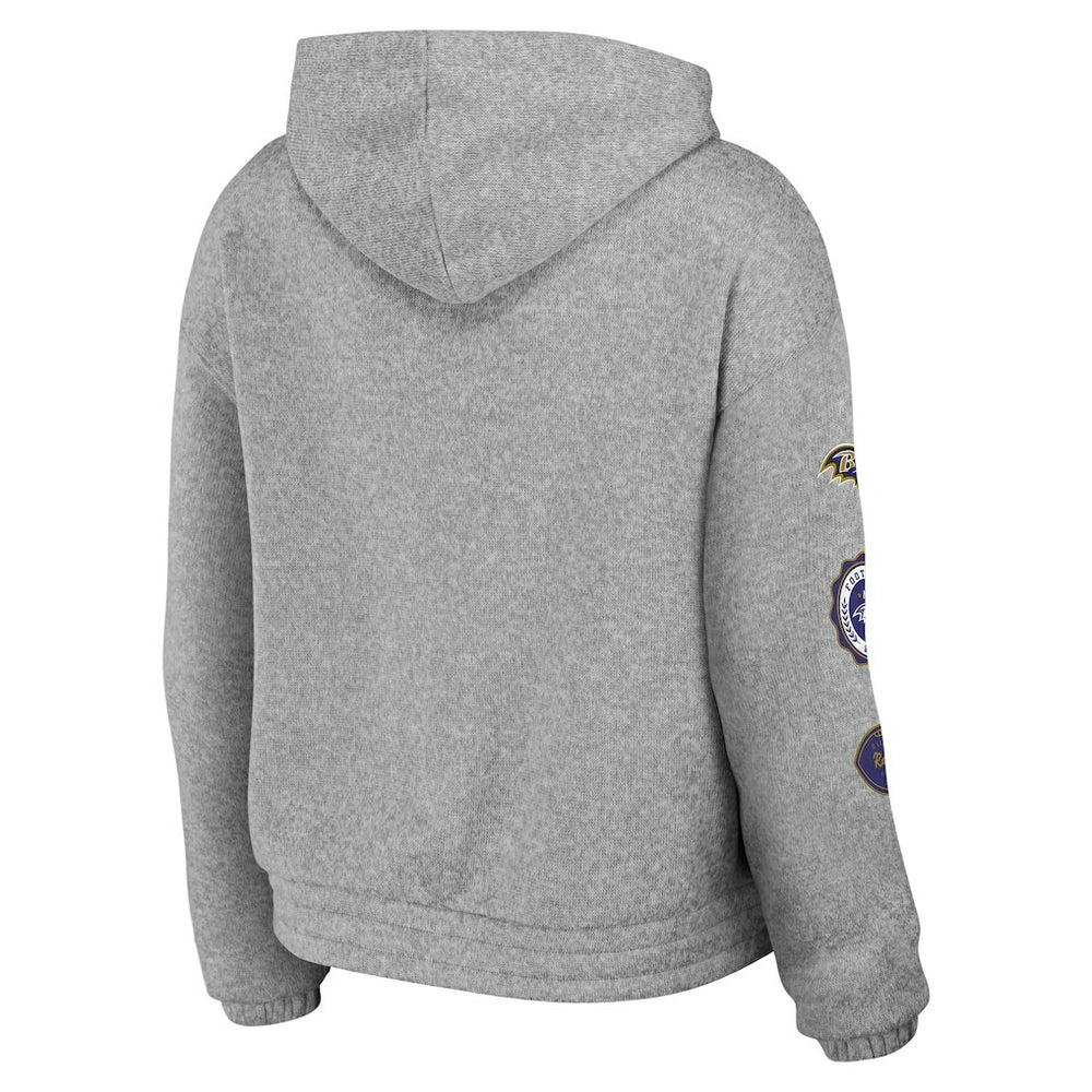 Baltimore Ravens WEAR by Erin Andrews Women's Full-Zip Hoodie Heather Gray