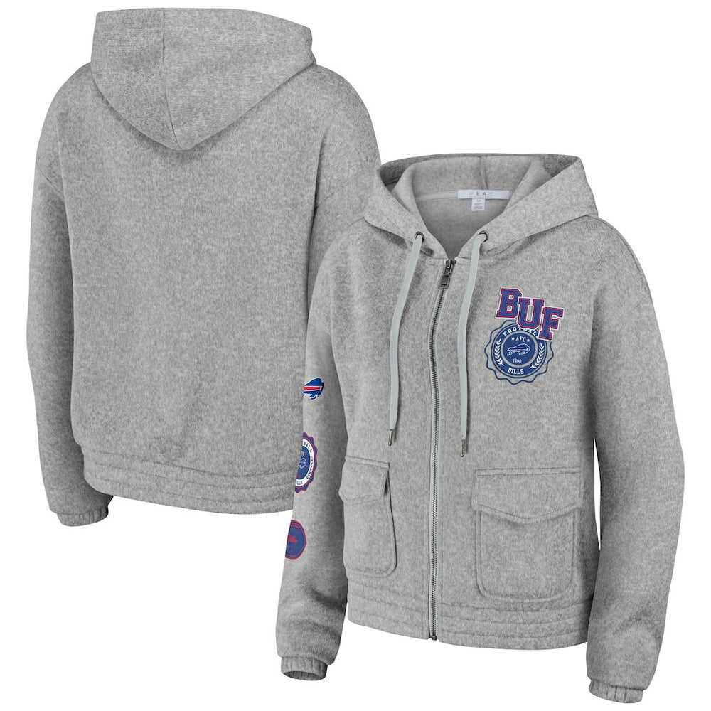 Buffalo Bills WEAR by Erin Andrews Women's Full-Zip Hoodie Heather Gray