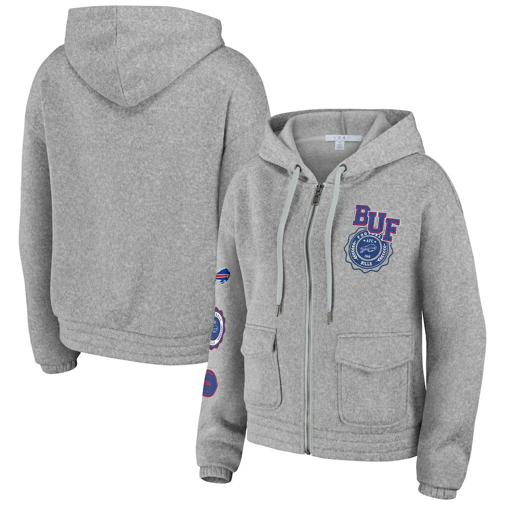 Buffalo Bills WEAR by Erin Andrews Women's Full-Zip Hoodie Heather Gray