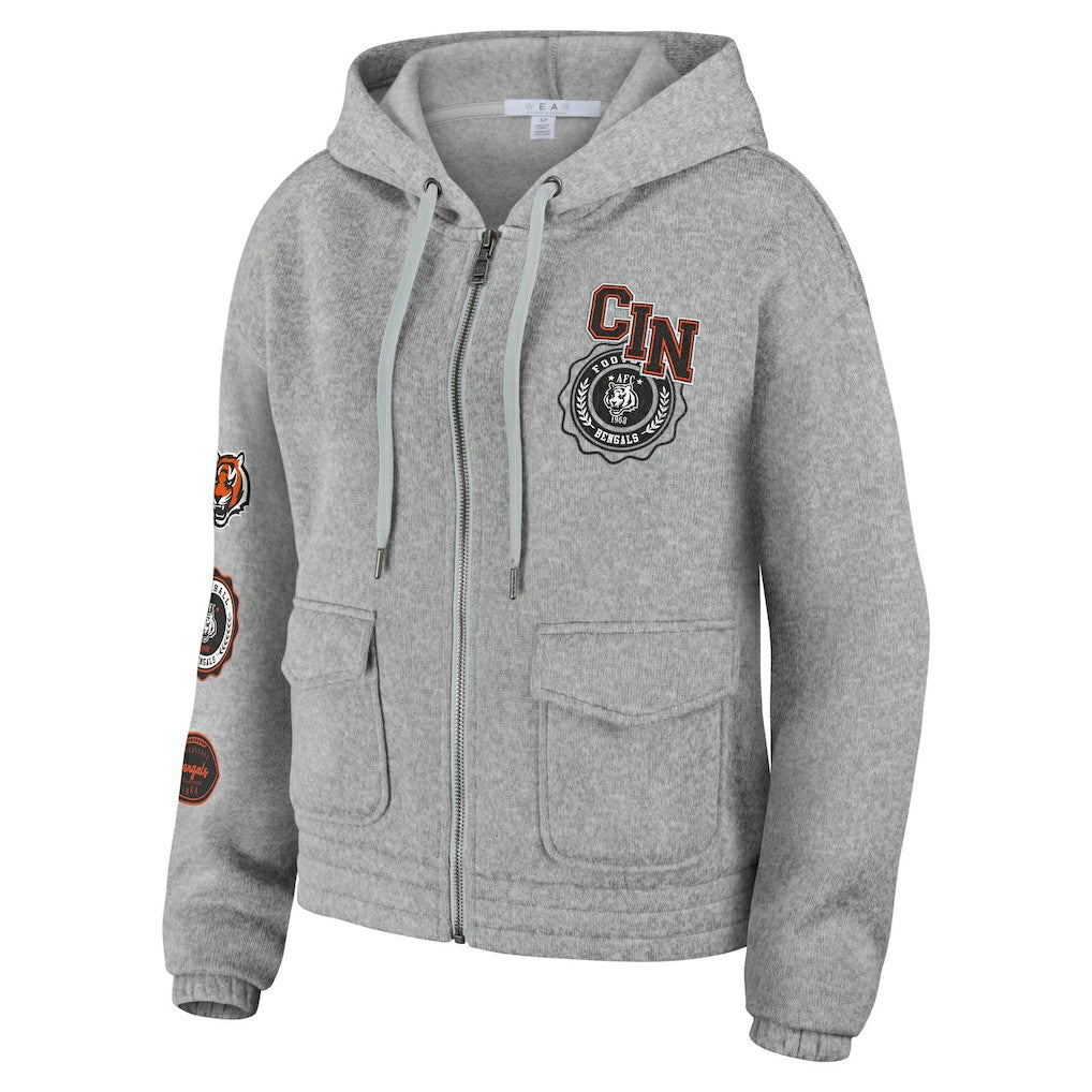 Cincinnati Bengals WEAR by Erin Andrews Women's Full-Zip Hoodie Heather Gray