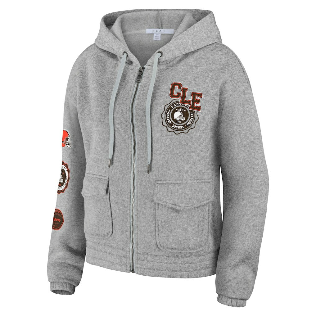 Cleveland Browns WEAR by Erin Andrews Women's Full-Zip Hoodie Heather Gray