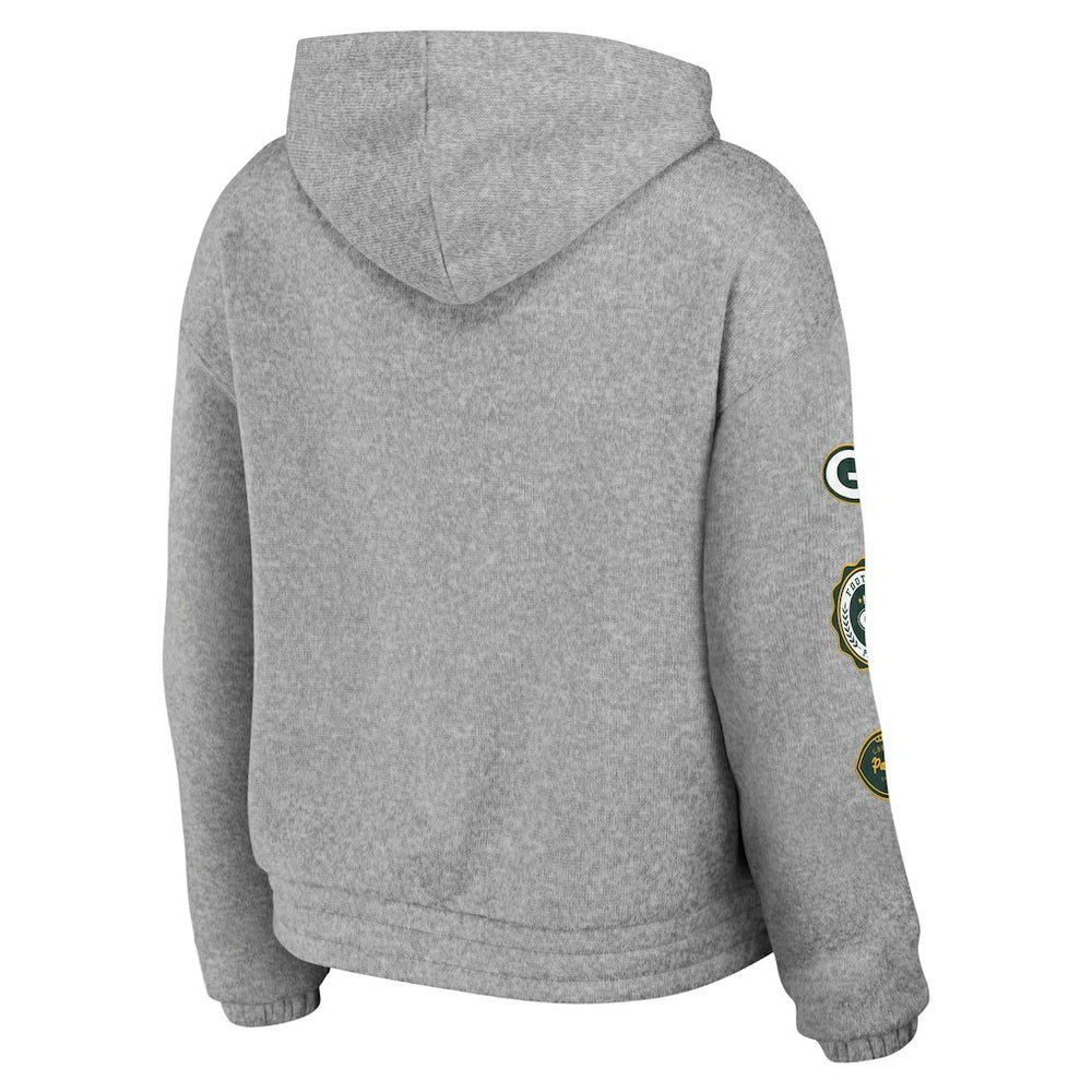 Green Bay Packers WEAR by Erin Andrews Women's Full-Zip Hoodie Heather Gray