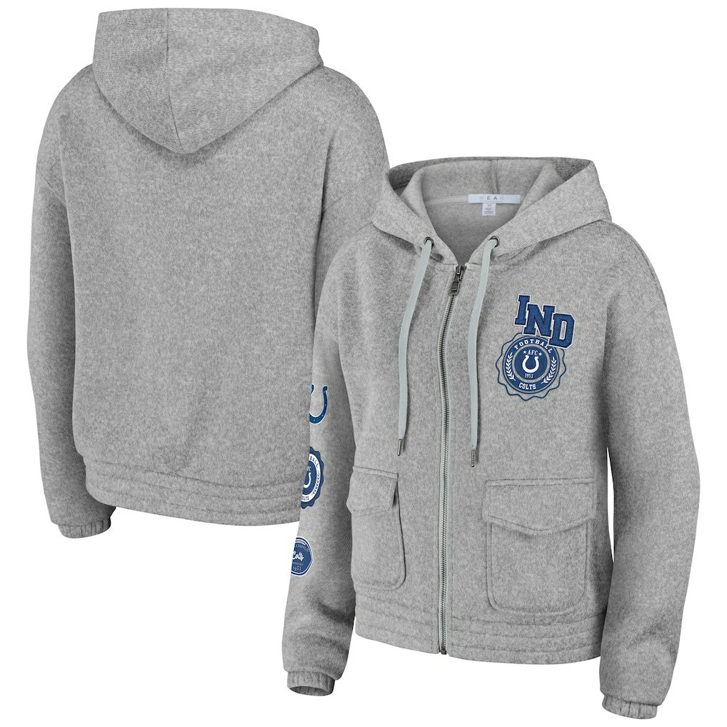 Indianapolis Colts WEAR by Erin Andrews Women's Full-Zip Hoodie Heather Gray