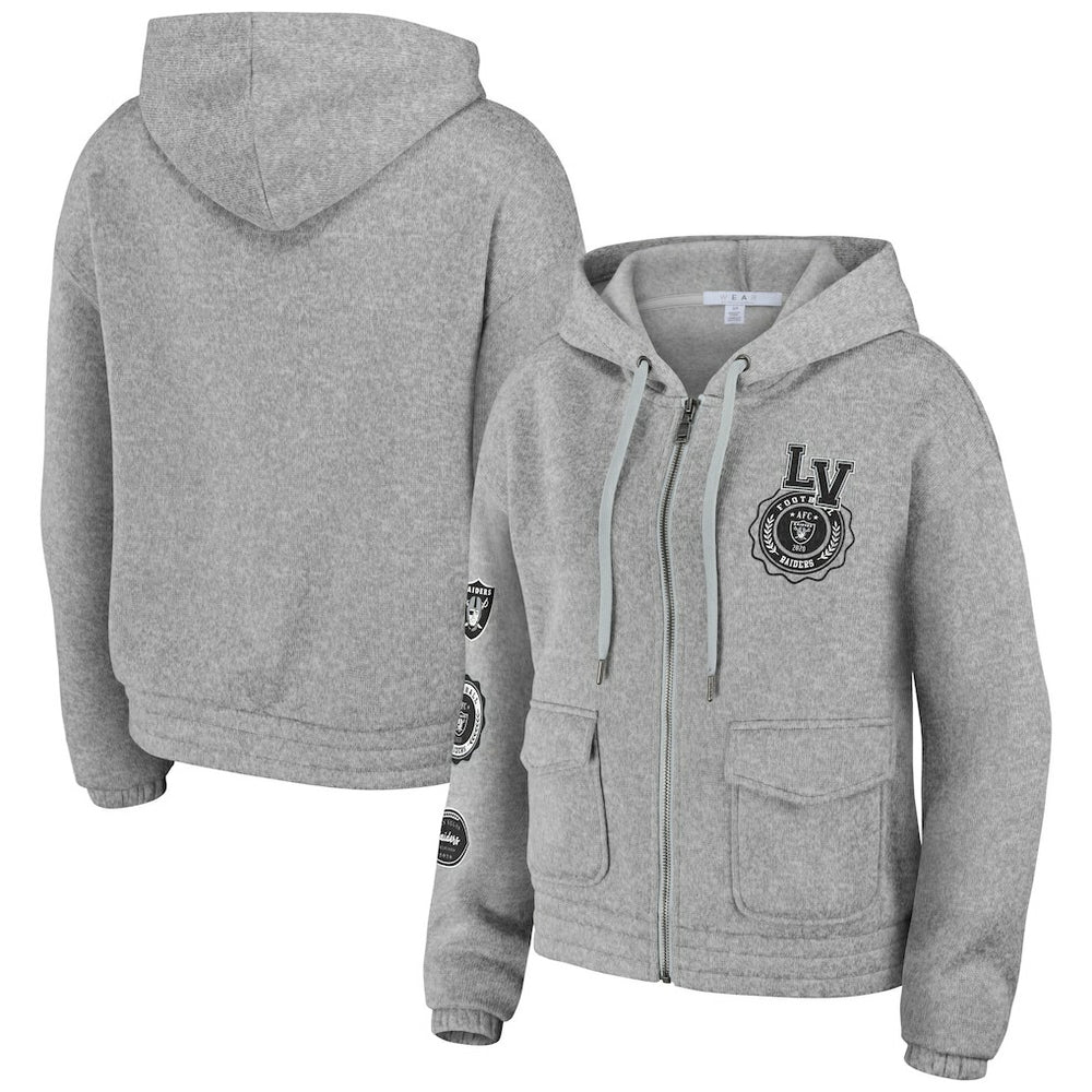 Las Vegas Raiders WEAR by Erin Andrews Women's Full-Zip Hoodie Heather Gray