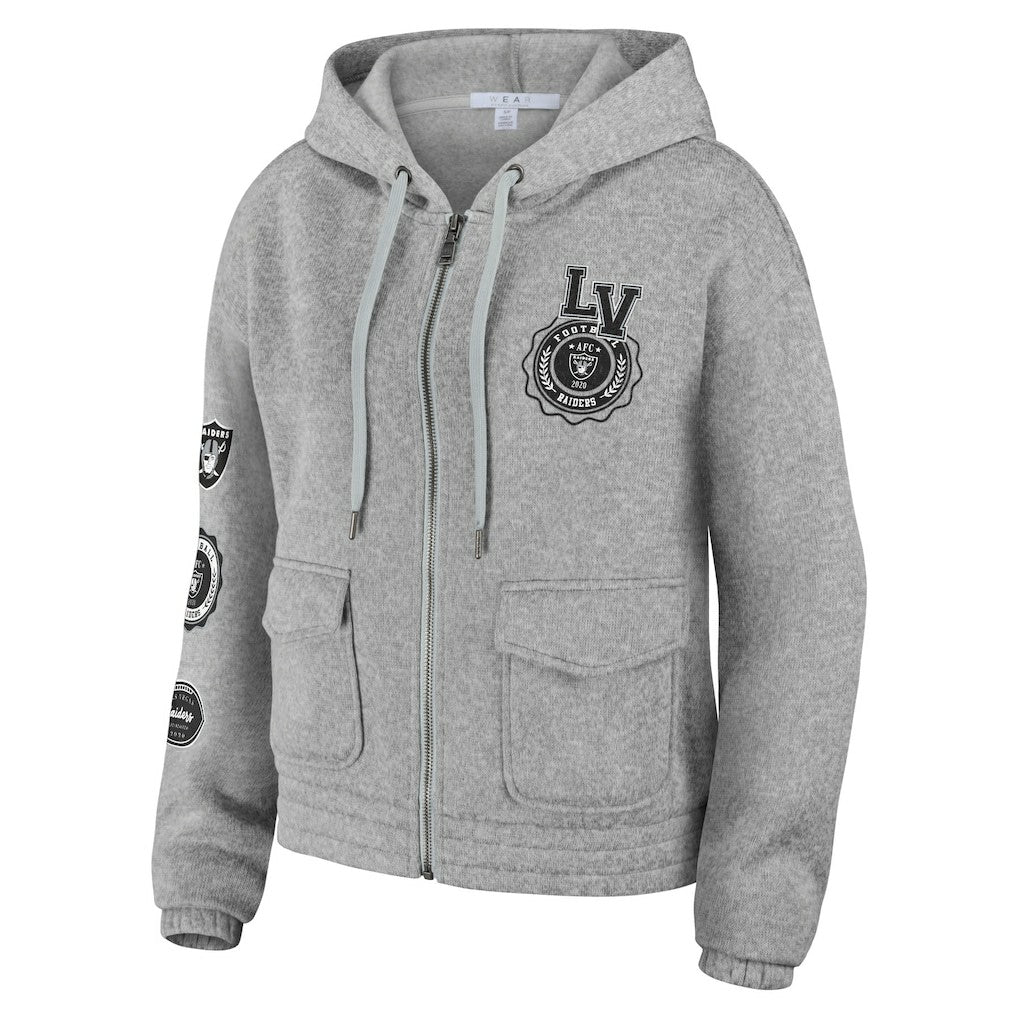 Las Vegas Raiders WEAR by Erin Andrews Women's Full-Zip Hoodie Heather Gray