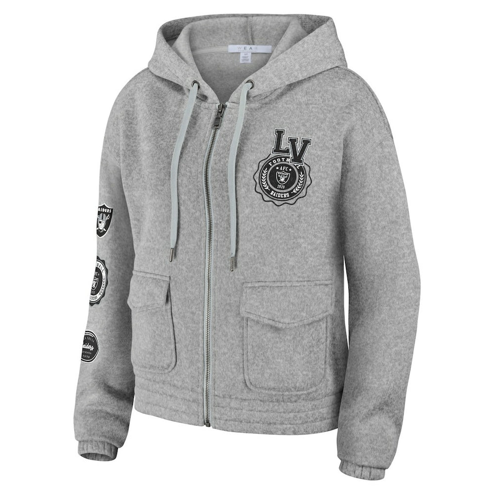 Las Vegas Raiders WEAR by Erin Andrews Women's Full-Zip Hoodie Heather Gray