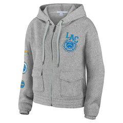 Los Angeles Chargers WEAR by Erin Andrews Women's Full-Zip Hoodie Heather Gray
