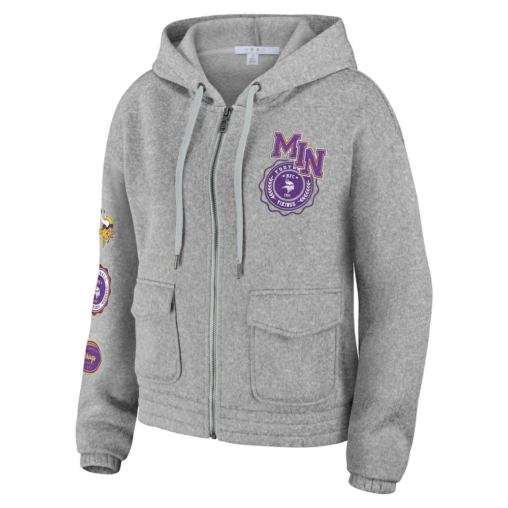 Minnesota Vikings WEAR by Erin Andrews Women's Full-Zip Hoodie Heather Gray
