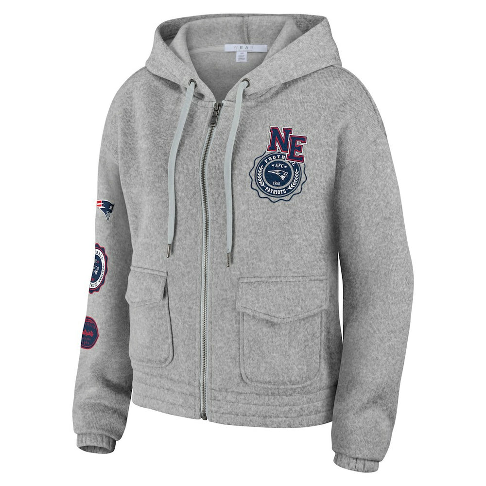 New England Patriots WEAR by Erin Andrews Women's Full-Zip Hoodie Heather Gray