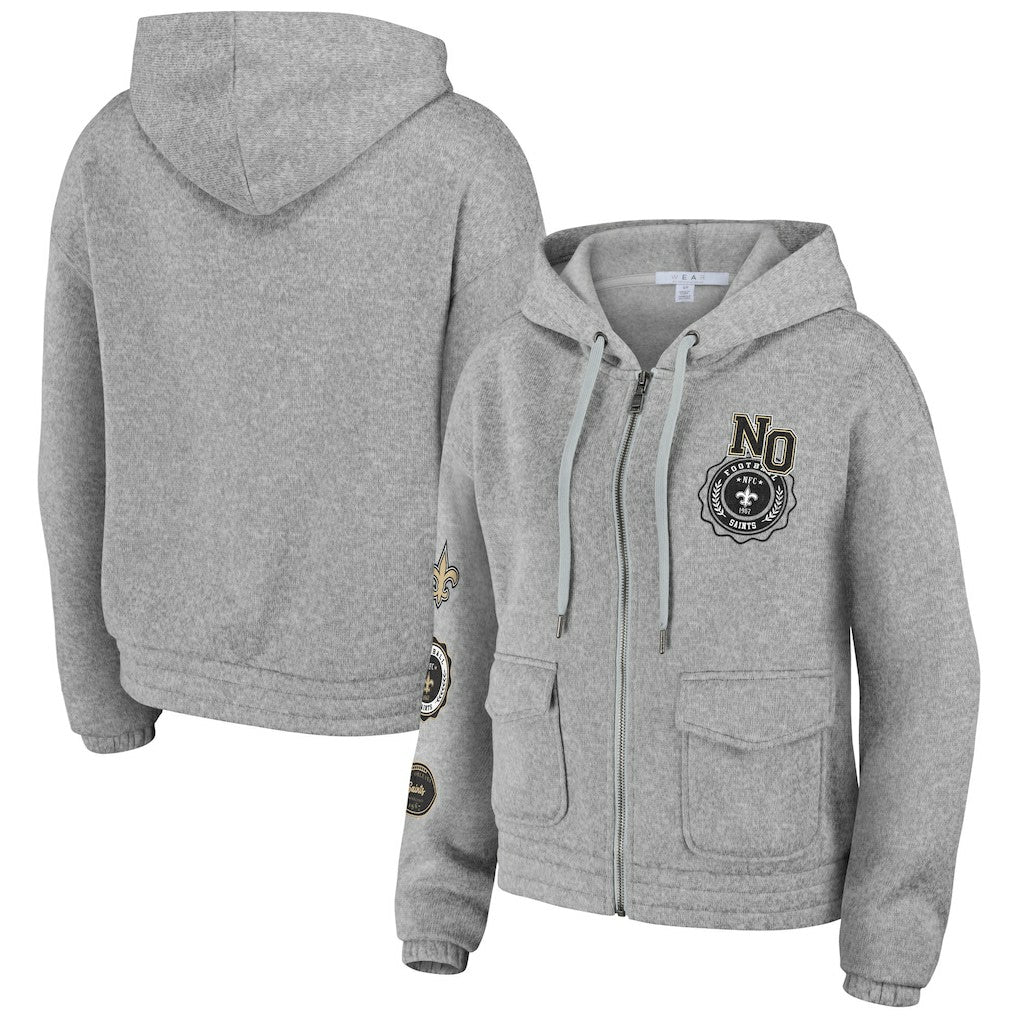 New Orleans Saints WEAR by Erin Andrews Women's Full-Zip Hoodie Heather Gray