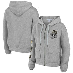 New Orleans Saints WEAR by Erin Andrews Women's Full-Zip Hoodie Heather Gray
