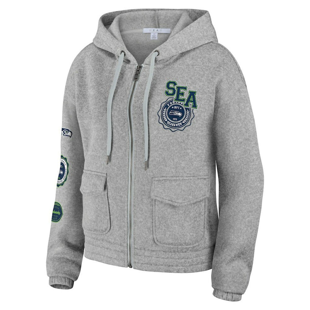 Seattle Seahawks WEAR by Erin Andrews Women's Full-Zip Hoodie Heather Gray