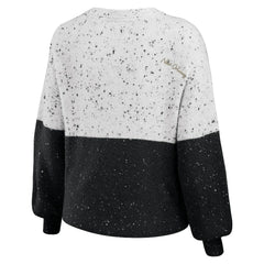 New Orleans Saints WEAR by Erin Andrews Women's Lighweight Modest Crop Color-Block Pullover Sweater White/Black