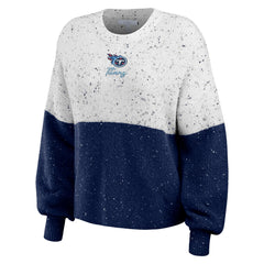 Tennessee Titans WEAR by Erin Andrews Women's Lighweight Modest Crop Color-Block Pullover Sweater White/Navy