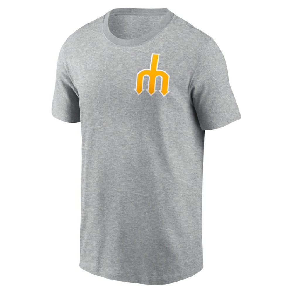 Seattle Mariners Nike Cooperstown Collection Large Logo 2-Hit T-Shirt - Heather Gray - Nike on Sale