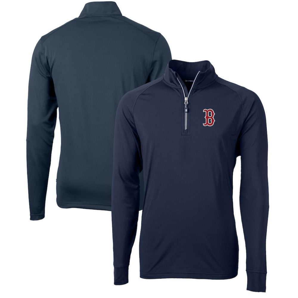 Boston Red Sox Cutter & Buck Adapt Eco Knit Stretch Recycled Quarter-Zip Pullover Top - Navy - MLB Online