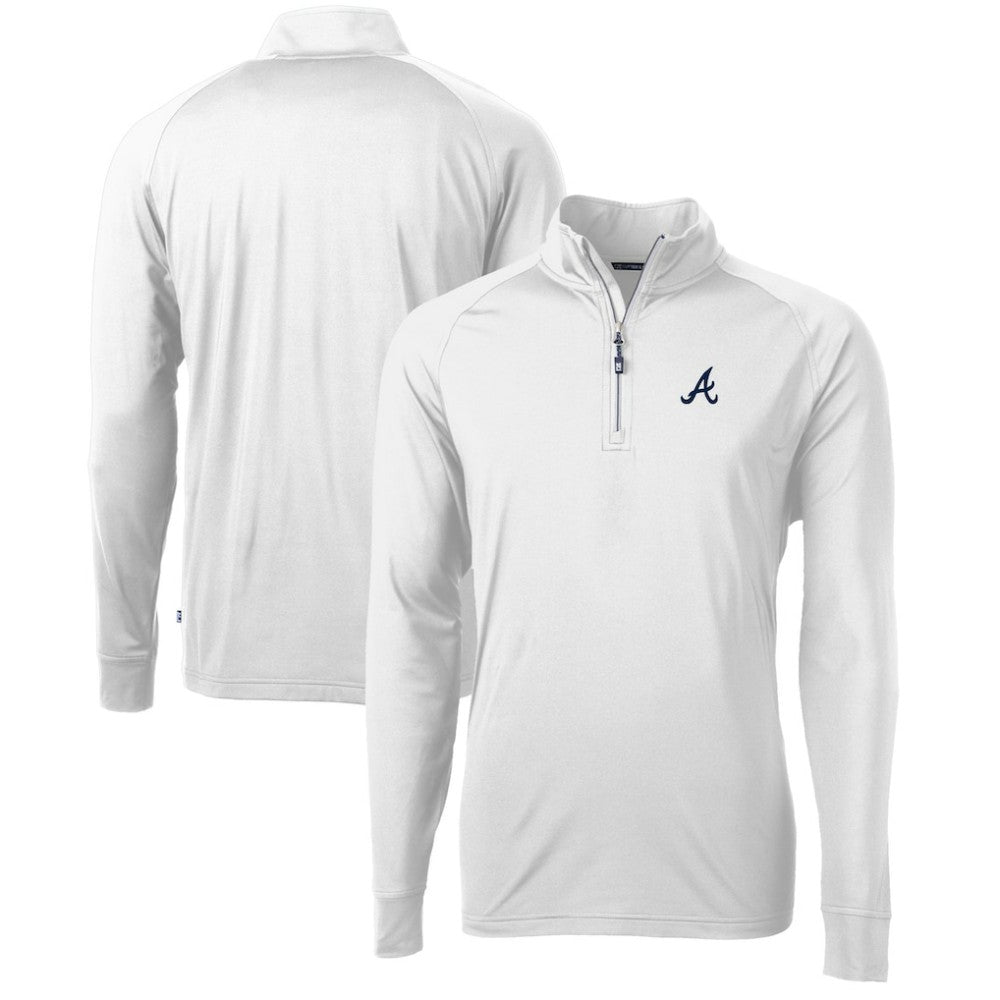 Atlanta Braves Cutter & Buck Adapt Eco Knit Stretch Recycled Quarter-Zip Pullover Top - White - MLB Online