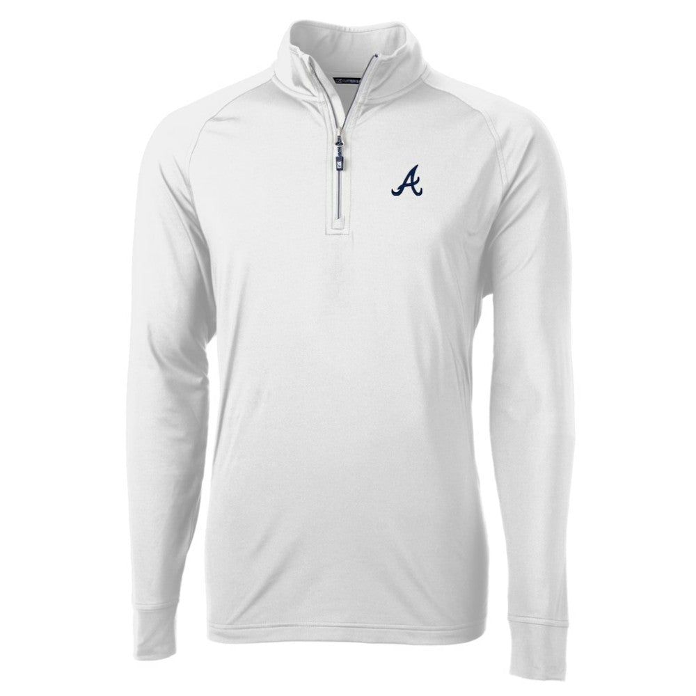 Atlanta Braves Cutter & Buck Adapt Eco Knit Stretch Recycled Quarter-Zip Pullover Top - White - MLB Online