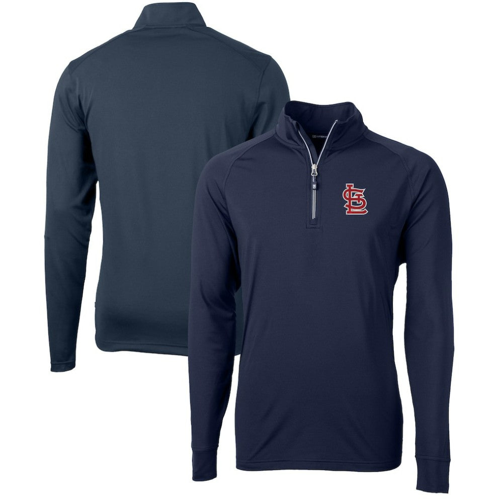 St. Louis Cardinals Cutter & Buck Adapt Eco Knit Stretch Recycled Quarter-Zip Pullover Top - Navy - MLB Sale