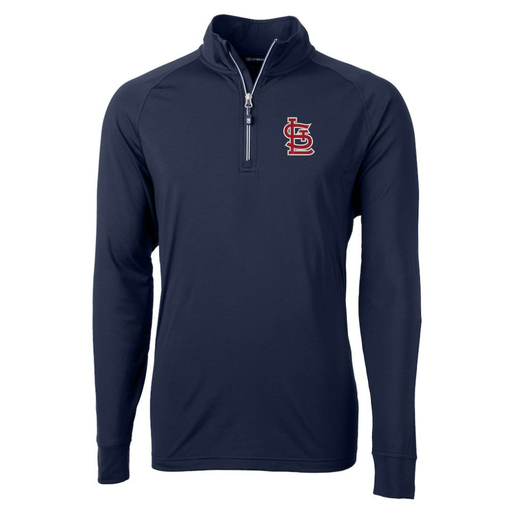 St. Louis Cardinals Cutter & Buck Adapt Eco Knit Stretch Recycled Quarter-Zip Pullover Top - Navy - MLB Sale