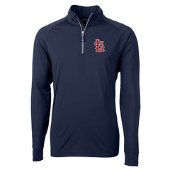St. Louis Cardinals Cutter & Buck Adapt Eco Knit Stretch Recycled Quarter-Zip Pullover Top - Navy - MLB Sale