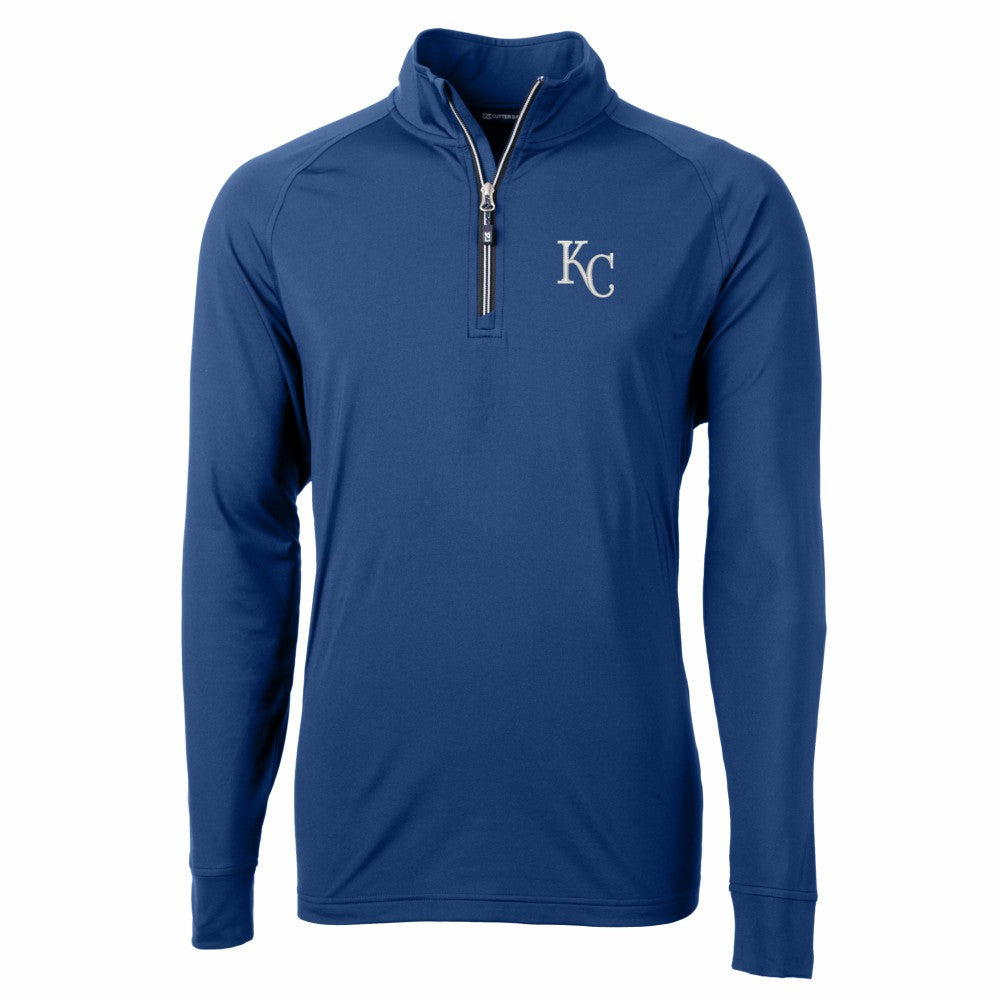 Kansas City Royals Cutter & Buck Adapt Eco Knit Stretch Recycled Quarter-Zip Pullover Top - Royal - MLB Lifestyle