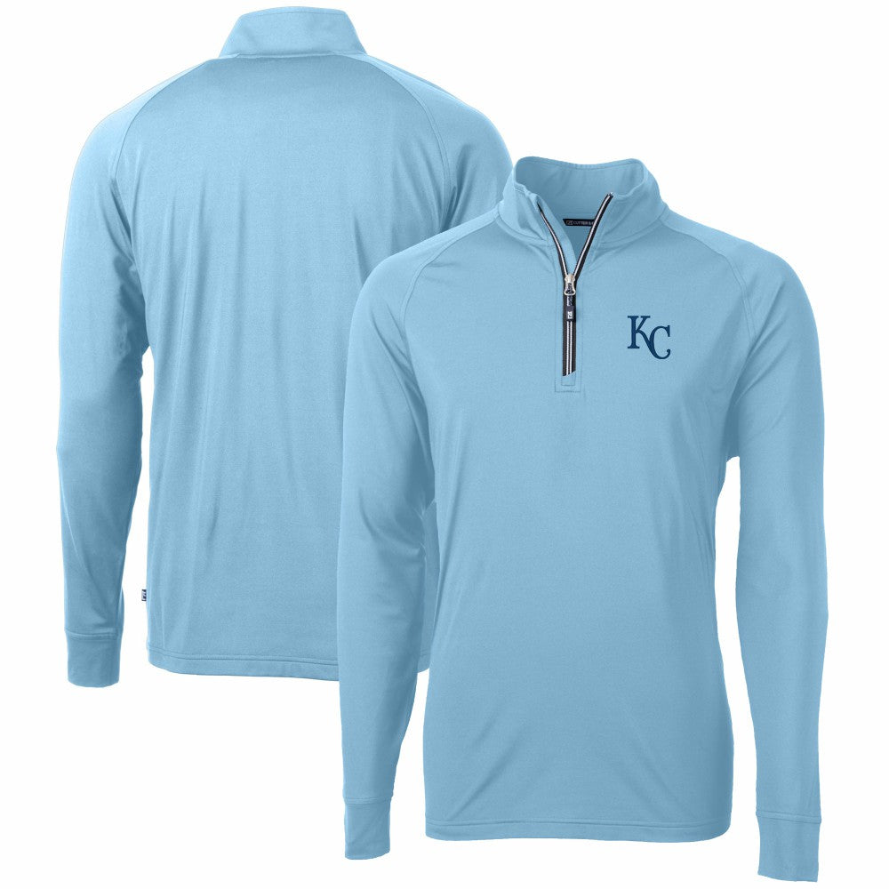 Kansas City Royals Cutter & Buck Adapt Eco Knit Stretch Recycled Quarter-Zip Pullover Top - Light Blue - MLB Online