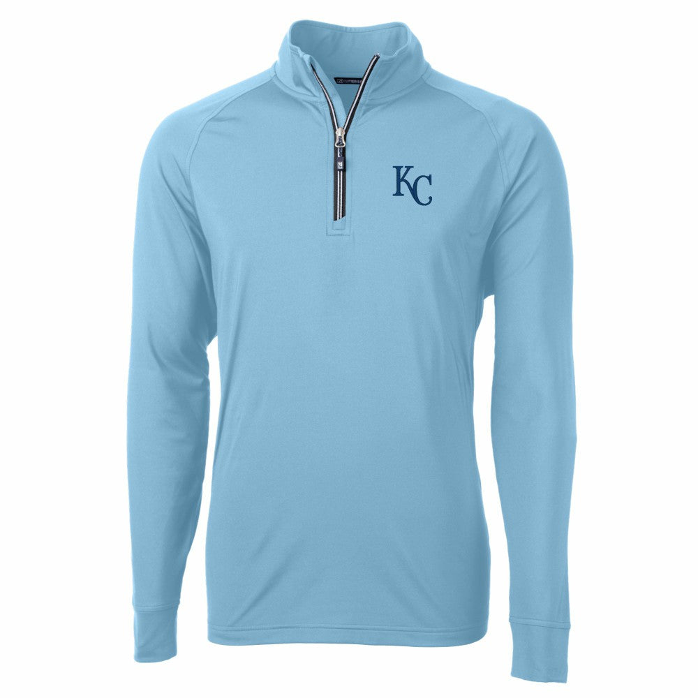 Kansas City Royals Cutter & Buck Adapt Eco Knit Stretch Recycled Quarter-Zip Pullover Top - Light Blue - MLB Online