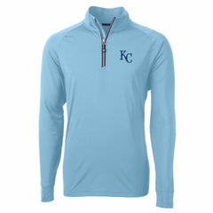Kansas City Royals Cutter & Buck Adapt Eco Knit Stretch Recycled Quarter-Zip Pullover Top - Light Blue - MLB Online