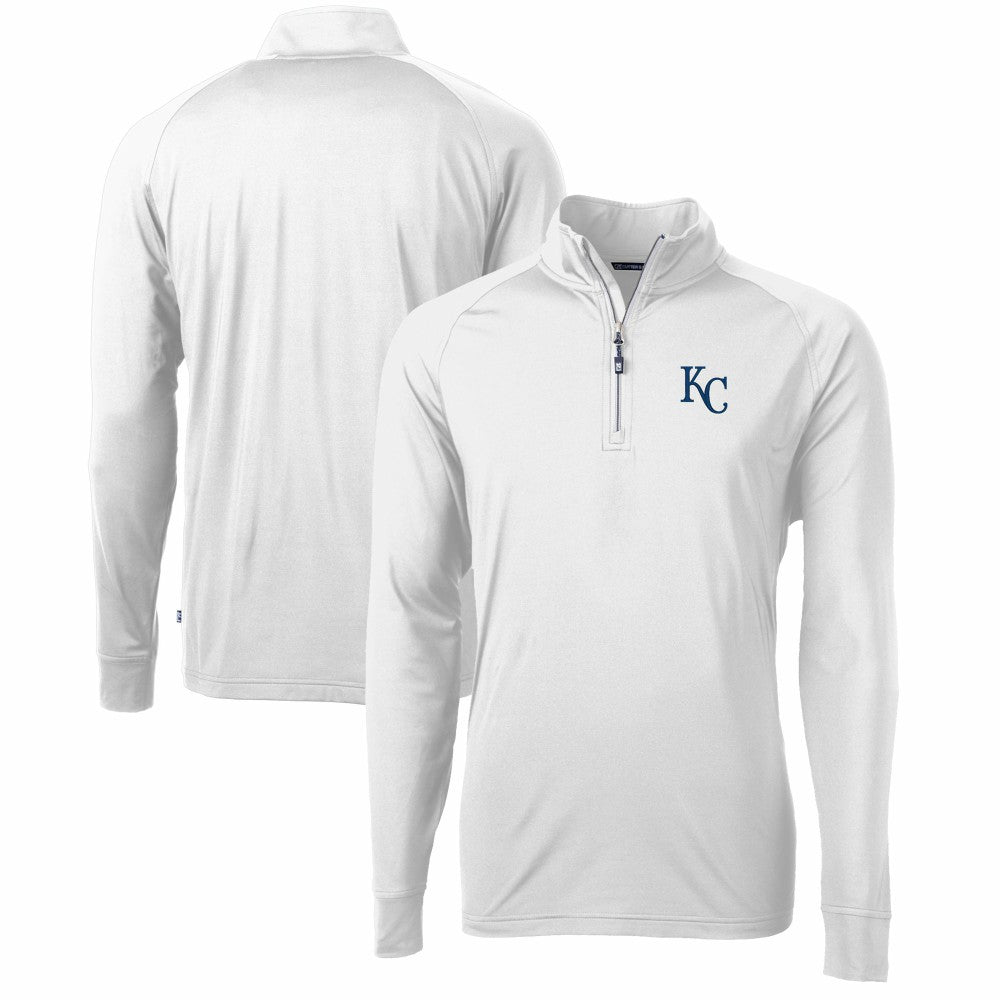 Kansas City Royals Cutter & Buck Adapt Eco Knit Stretch Recycled Quarter-Zip Pullover Top - White - MLB Discount