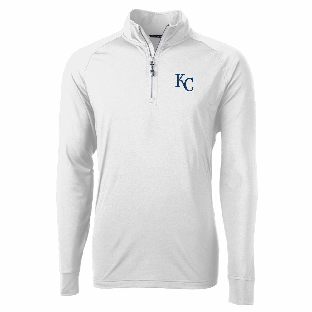 Kansas City Royals Cutter & Buck Adapt Eco Knit Stretch Recycled Quarter-Zip Pullover Top - White - MLB Discount