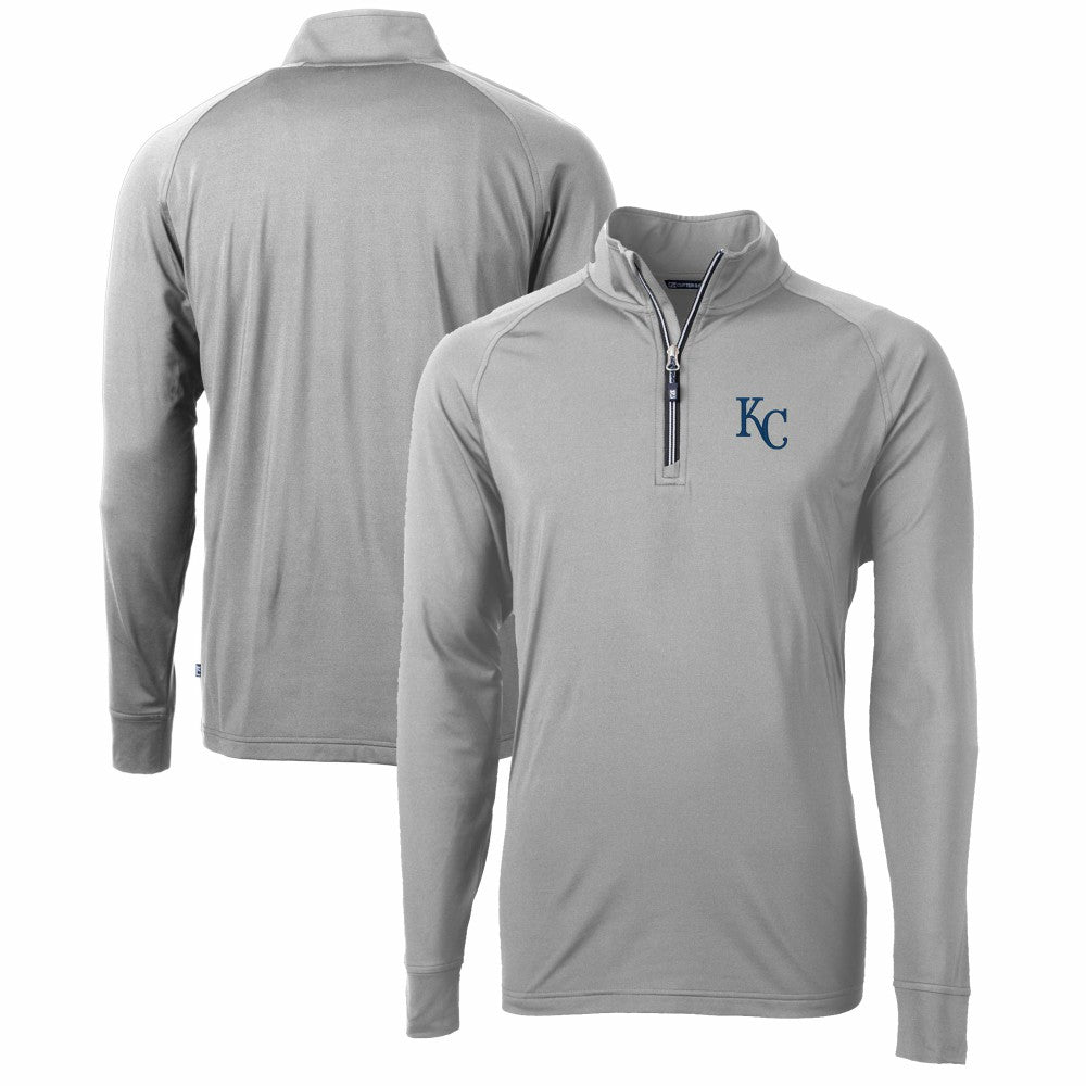 Kansas City Royals Cutter & Buck Adapt Eco Knit Stretch Recycled Quarter-Zip Pullover Top - Gray - MLB Sale