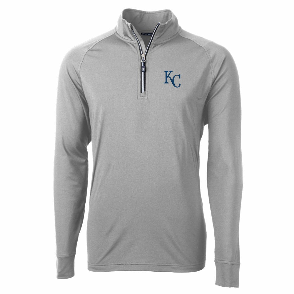 Kansas City Royals Cutter & Buck Adapt Eco Knit Stretch Recycled Quarter-Zip Pullover Top - Gray - MLB Sale