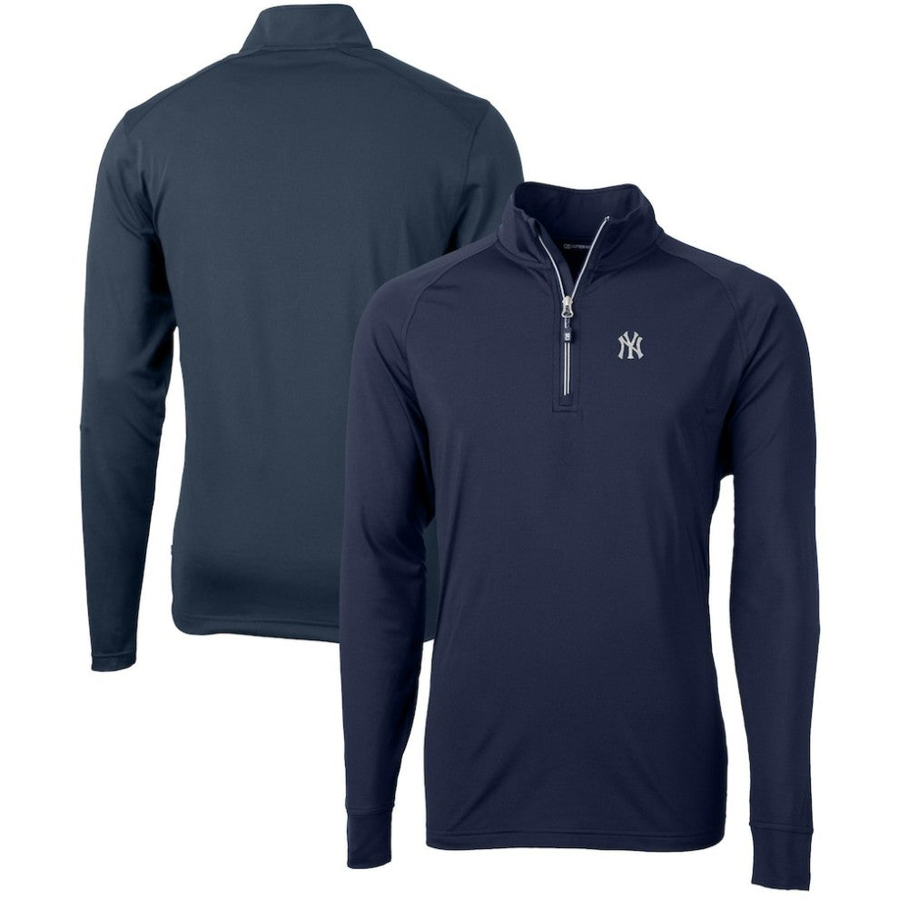 New York Yankees Cutter & Buck Adapt Eco Knit Stretch Recycled Quarter-Zip Pullover Top - Navy - MLB Online