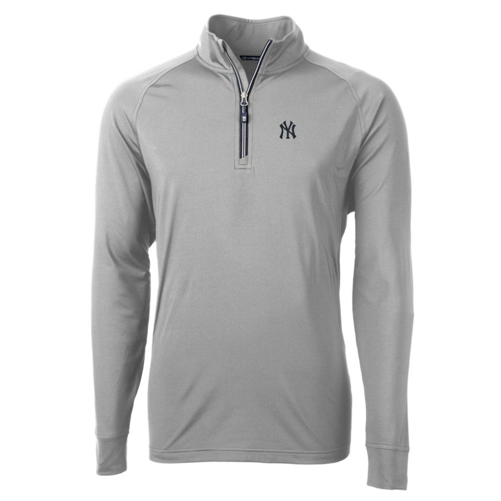 New York Yankees Cutter & Buck Adapt Eco Knit Stretch Recycled Quarter-Zip Pullover Top - Gray - MLB Discount