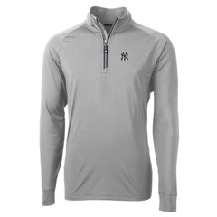 New York Yankees Cutter & Buck Adapt Eco Knit Stretch Recycled Quarter-Zip Pullover Top - Gray - MLB Discount