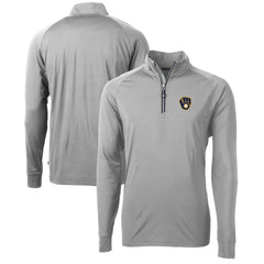 Milwaukee Brewers Cutter & Buck Adapt Eco Knit Stretch Recycled Quarter-Zip Pullover Top - Gray - MLB on Sale