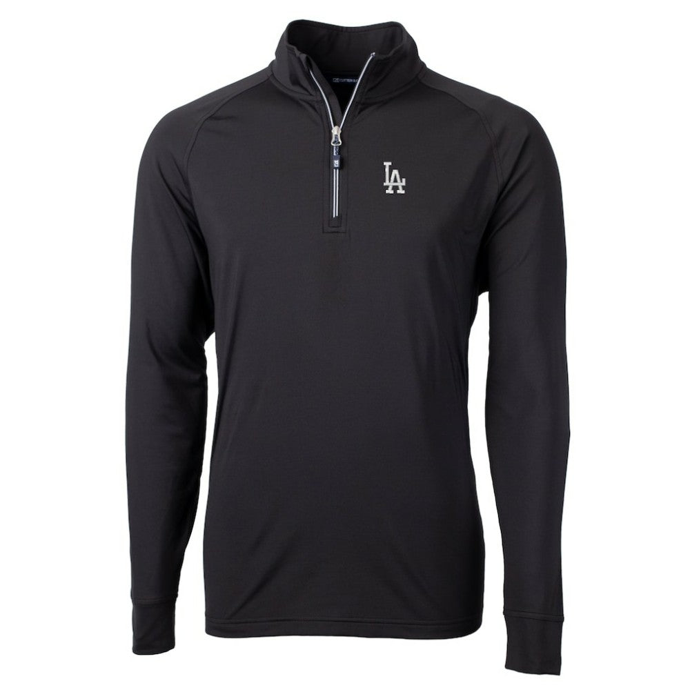 Los Angeles Dodgers Cutter & Buck Adapt Eco Knit Stretch Recycled Quarter-Zip Pullover Top - Black - MLB Lifestyle