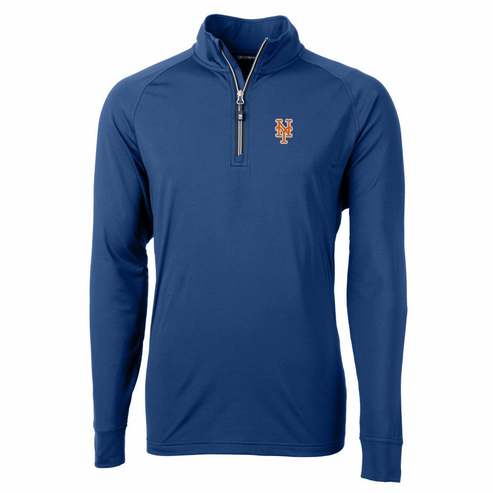 New York Mets Cutter & Buck Adapt Eco Knit Stretch Recycled Quarter-Zip Pullover Top - Royal - MLB Discount