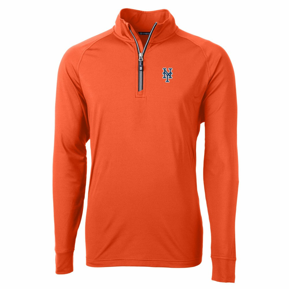New York Mets Cutter & Buck Adapt Eco Knit Stretch Recycled Quarter-Zip Pullover Top - Orange - MLB Online