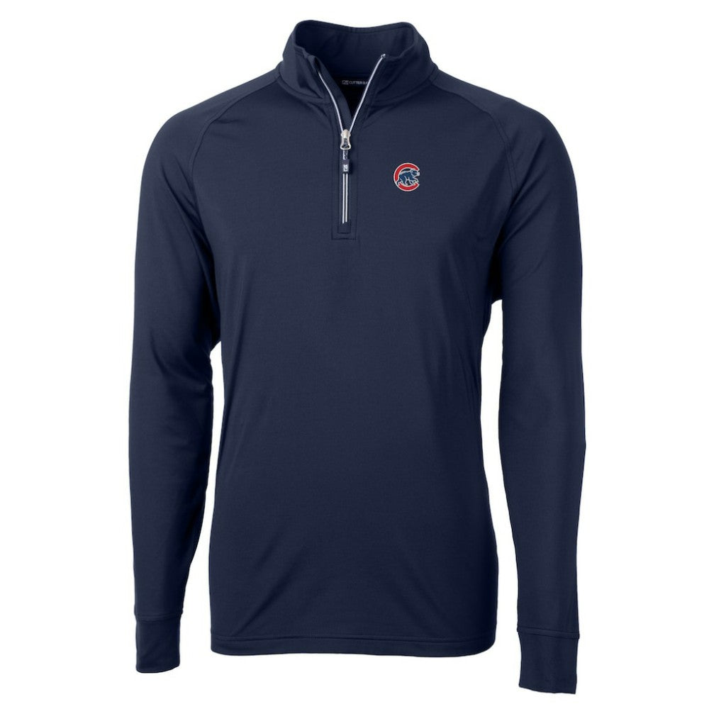 Chicago Cubs Cutter & Buck Adapt Eco Knit Stretch Recycled Quarter-Zip Pullover Top - Navy - MLB Lifestyle