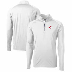 Cincinnati Reds Cutter & Buck Adapt Eco Knit Stretch Recycled Quarter-Zip Pullover Top - White - MLB Lifestyle
