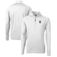 Minnesota Twins Cutter & Buck Adapt Eco Knit Stretch Recycled Quarter-Zip Pullover Top - White - MLB Lifestyle